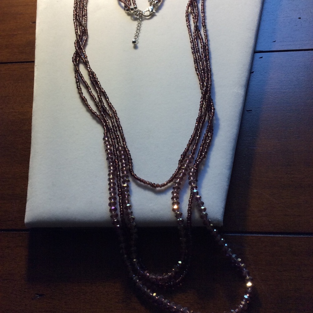 Beaded Layered & Faceted Colorful Brown Necklace. - Picture 2 of 6